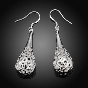925 Sterling Silver Hollow Water Drop Shape Earrings for Women Jewelry All-match Trend Great Gifts
