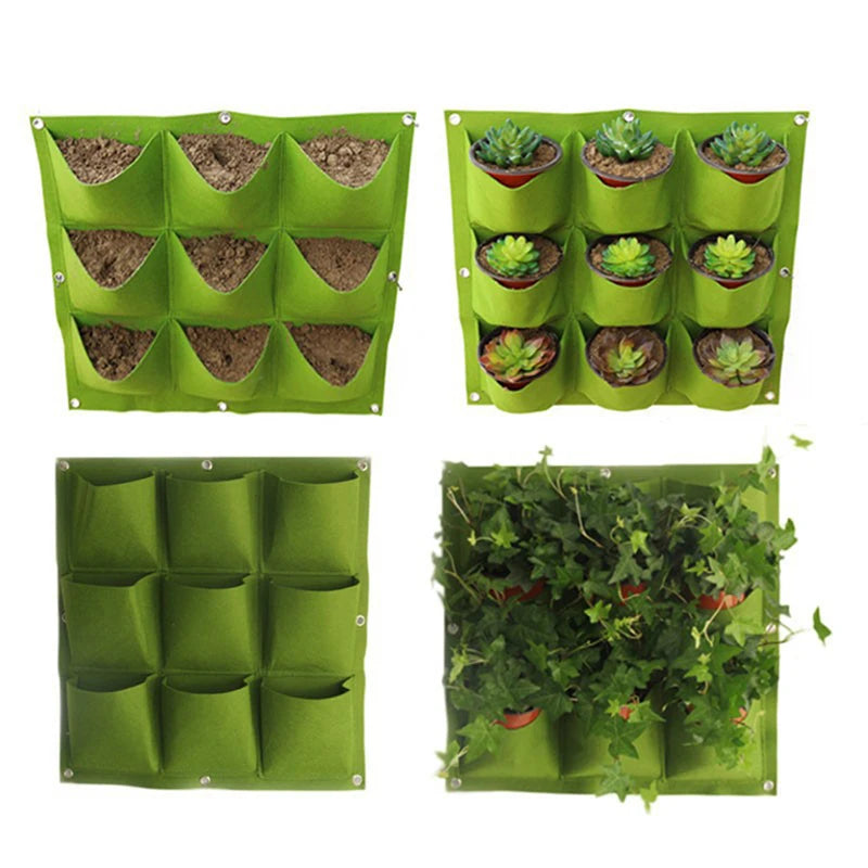 Green Vertical Hanging Garden Planter Flower Pots Bag Wall Mount Hanging
