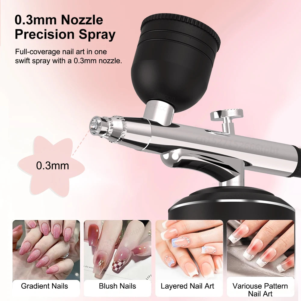 Nails Art Painting Airbrush With Compressor For Cake Decoration Makeup Manicure Nail Airbrush Portable Varnish Paint Sprayer Gun