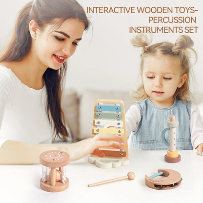 Wooden Baby Montessori Toys Musical Rattle Instruments Xylophone Percussion Sensory Rattle Toys Educational for Baby Toys Gifts