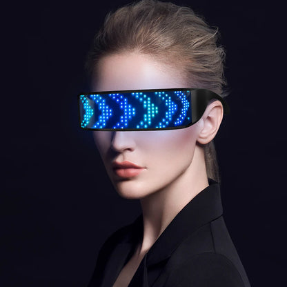 Prop For Party Bar Festival Performance Bluetooth Futuristic Eyewear Luminous Glasses LED Electronic Light Up Visor