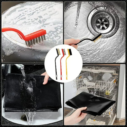 8Pcs Stove Covers With Cleaning Brushes&Stove Gap Strips Washable Reusable Gas Stove Protector Resistant Gas Stove Burner Liner