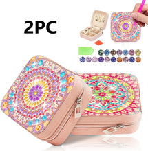 Load image into Gallery viewer, Two mandala themed diamond painting sets with crystal DIY makeup boxes, suitable for ladies to carry when traveling

