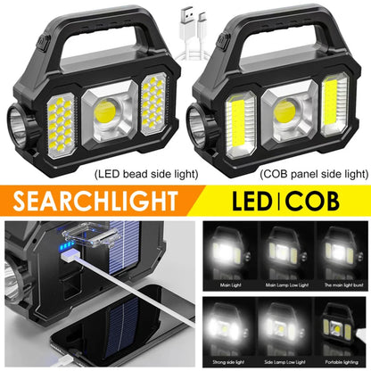 New Flashlight USB Charge  Torch 6 Gear COB/ Torch Light Portable Powerful Lantern Solar Light  Camping Hiking