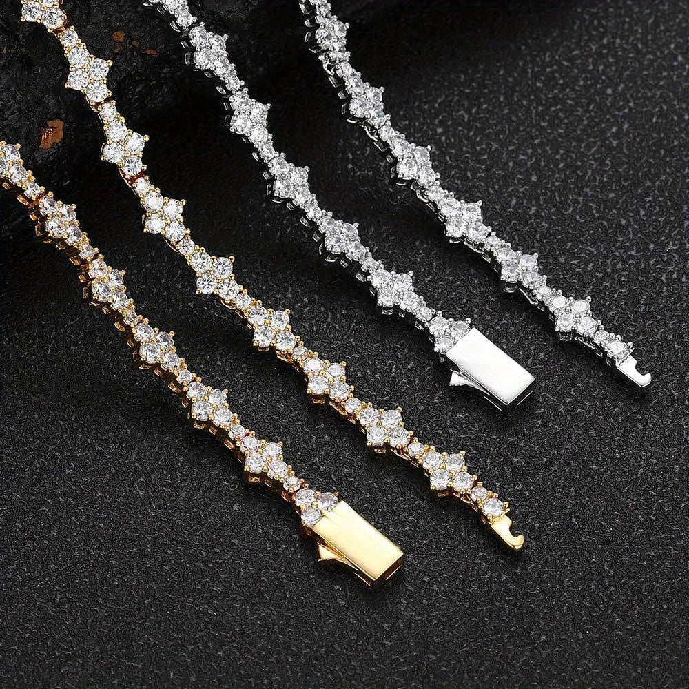 18K Gold-plated 6.5mm Cubic Zirconia Classic Tennis Bracelet, Size 7 Inches, Suitable for Both Men and Women