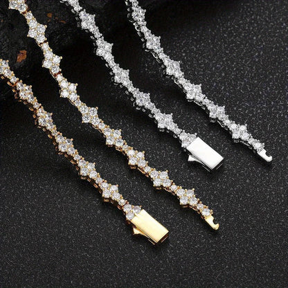 18K Gold-plated 6.5mm Cubic Zirconia Classic Tennis Bracelet, Size 7 Inches, Suitable for Both Men and Women