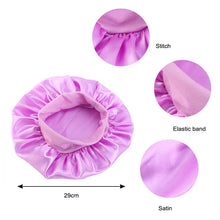 Load image into Gallery viewer, Kids Bonnet Satin Soft Silk Hats Wide Band Cap Casual Night Sleeping Adjustable Hair Care Caps for Boys and Girls Hat Children
