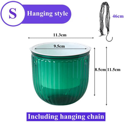 Garden Decoration Self-watering Flower Pot Plant with Chain Hanging Flower Pots Round with Drainage Holes Houseplant Flowerpot