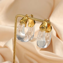 Load image into Gallery viewer, E.B.belle New Favourite Color! Summer Vocation Chunky Acrylic Resin Hoop Earrings For Woman Stainless Steel Waterproof Jewelry
