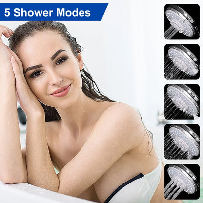 High Pressure Shower Head 5 Modes Adjustable Showerheads with Hose Water Saving Spray Nozzle Shower Head Bathroom Accessories