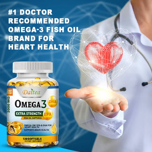 Omega-3 Fish Oil Rich in DHA and EPA for Joint, Brain and Skin Health, Overall Health and Immune Support