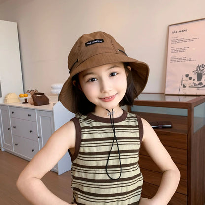 Kids Summer Hats For Girls Boys Bucket Hat Children Sun Protection Fisherman Cap Windproof Sun Hat Foldable Sunhat Outdoor New