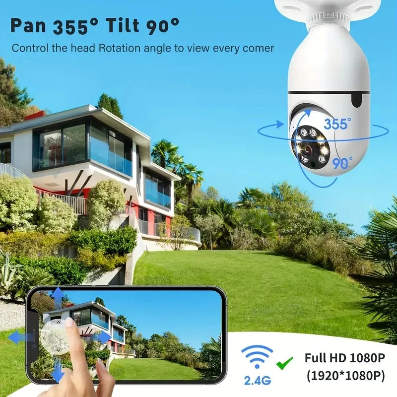 2Pcs/Tuya indoor light bulb camera, home security monitoring system, 3MP HD video, 2.4GWiFi PTZ camera, motion detection alarm