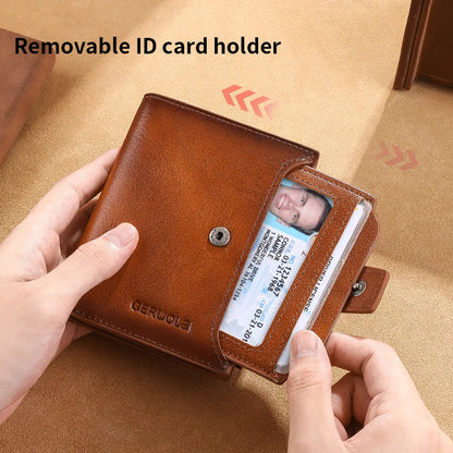 Wallet men's genuine leather 2024 new money bag short clip men's silver wallet card holder large capacity