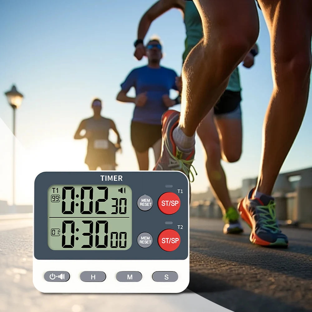 Dual Digital Timer Multifunctional Count UP/Down Timer with Memory Function Cooking Timer Portable for Kitchen Cooking