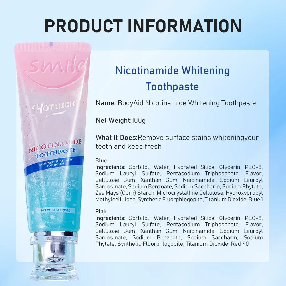 Hotluck Niacinamide Toothpaste,Niacinamide Whitening Toothpaste,Niacinamide Intensive Whitening Toothpaste,Tripel Whitening Niac