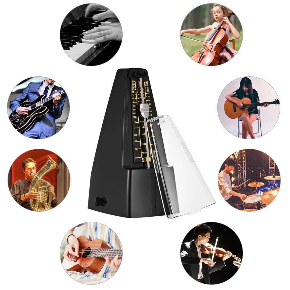 Mechanical Metronomes for Piano Guitar Violin Bass Drum and Other Musical Instruments, Loud Sound, High Precision(Wood Grain)