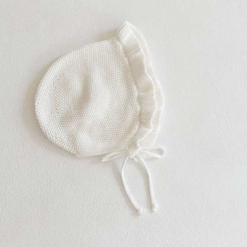 New autumn baby hat, female babies aged 0-2, ruffled knit versatile woolen hat