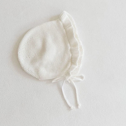 New autumn baby hat, female babies aged 0-2, ruffled knit versatile woolen hat