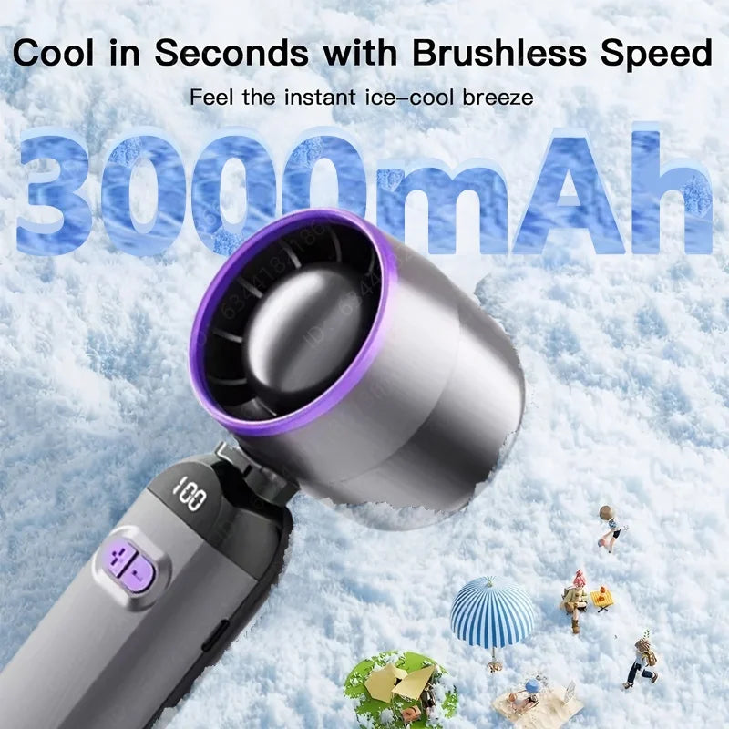 Handheld mini fan 3 in1 Portable Fan Rechargeable Handheld Turbo Fans  5 Speed USB Foldable Portable Neck Hanging Fans