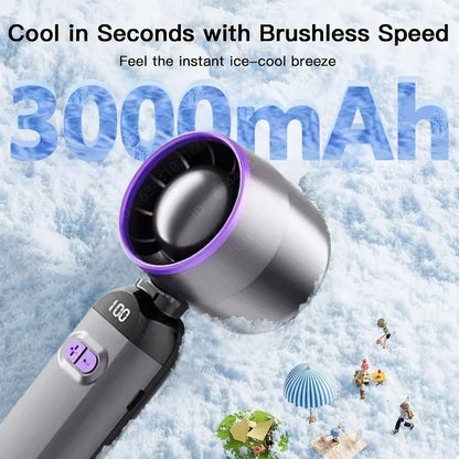 Handheld mini fan 3 in1 Portable Fan Rechargeable Handheld Turbo Fans  5 Speed USB Foldable Portable Neck Hanging Fans