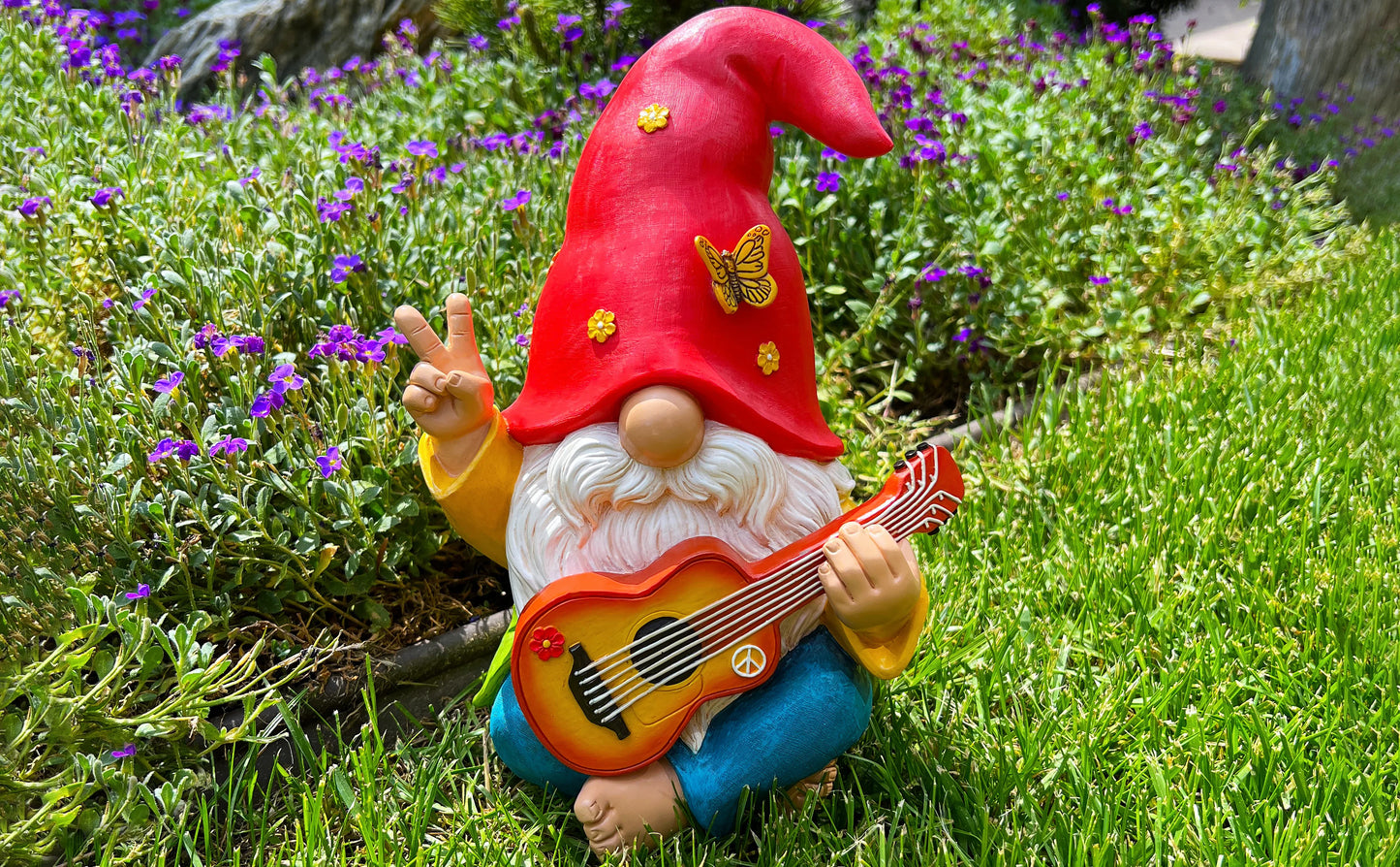 Garden Dwarf - An interesting hippie dwarf statue - A 4.72-inch tall lawn statue - suitable for outdoor or home decoration