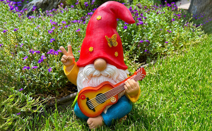 Garden Dwarf - An interesting hippie dwarf statue - A 4.72-inch tall lawn statue - suitable for outdoor or home decoration