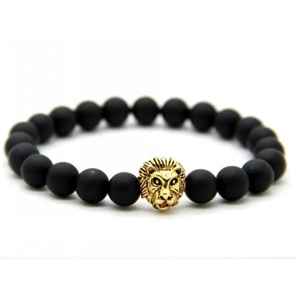 Stone Beads Bracelets For Men Women Punk Rock Lion Head Bracelet Wealth Good Luck Unisex Wristband 2024