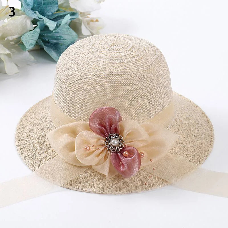 Women Straw Hats Sun Hats Straw Hat Ladies Panama Cap Sun Protection Wide Brim Ribbon Bowknot Girls Outdoor Summer Beach Sun Hat
