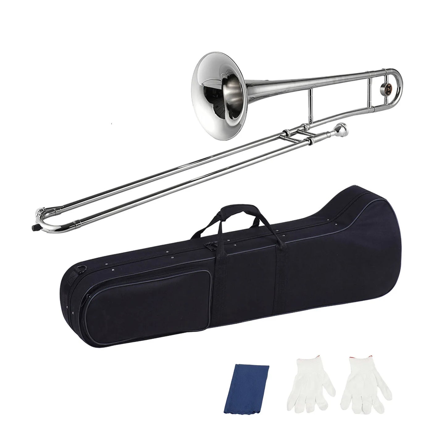 Brass Gold Lacquer Silver Trumpet Alto Trombone Brass Bb Tone B Flat Wind Instrument with Cupronickel Mouthpiece Wind Instrument