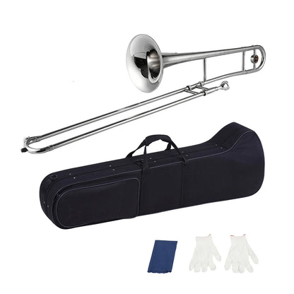 Brass Gold Lacquer Silver Trumpet Alto Trombone Brass Bb Tone B Flat Wind Instrument with Cupronickel Mouthpiece Wind Instrument