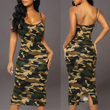 Load image into Gallery viewer, Popular European and American Women&#39;s Clothing Styles: Summer Camouflage Slim, Stylish and Sexy Suspender Dress
