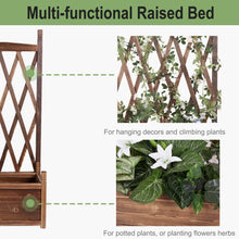Load image into Gallery viewer, Large Raised Garden Bed Wooden Planter Box with Trellis Vegetable Grow Bed Support Patio Lattice for Outdoor Indoor
