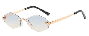 Fashion Small Polygonal Sunglasses for Women Luxury Brand Rmless Brown Rhombus Sun Glasses Woman Vintage Metal Shades Eyewear