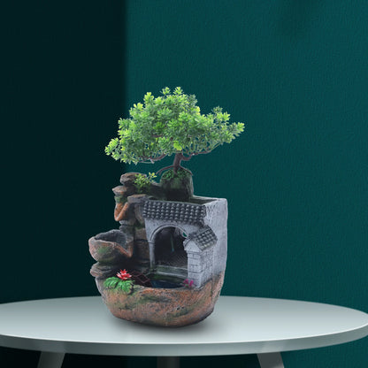 LED Desktop Water Fountain Waterfall Ornament w/ Pump Office Home Indoor Decor