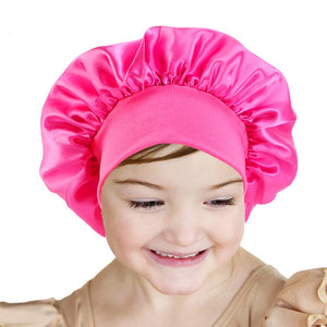 Kids Bonnet Satin Soft Silk Hats Wide Band Cap Casual Night Sleeping Adjustable Hair Care Caps for Boys and Girls Hat Children