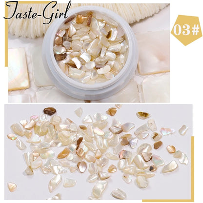 1 Pot Nails Abalone Shell Fragments Texture Natural Sea Shell 3d Charm Nail Art Decoration Slice DIY Beauty Salon Tools new