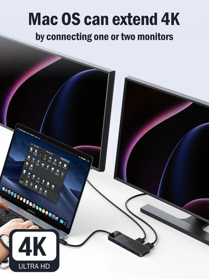 Lemorele USB-C Hub 10Ports Docking Station USB Type C to Dual HDMI 4K 30Hz VGA USB 3.0 Adapter PD100W SD Card Reader for MacBook