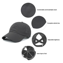 Load image into Gallery viewer, Baseball Caps For Women Hats New Breathable Mesh Sun Visor Hats Female Summer European Outdoor Sports Criss Cross Ponytail Hat
