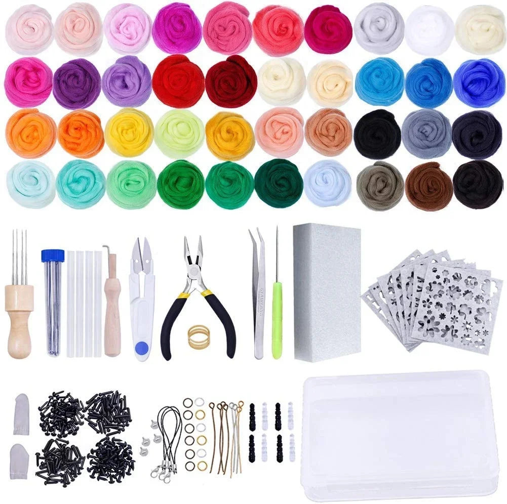 40/25/10 Colors Set Needle Felting Kit Wool Roving Needle Felting Starter Kit Wool Felt Tools with Felting Tool