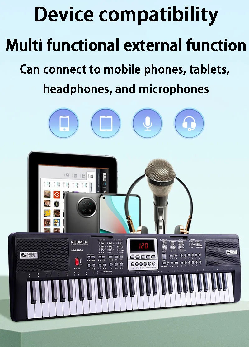 61 Keys Electronic Piano Professional Adult Children Beginner Keyboard Instrument Portable Electronic Organ Musical Synthesizer