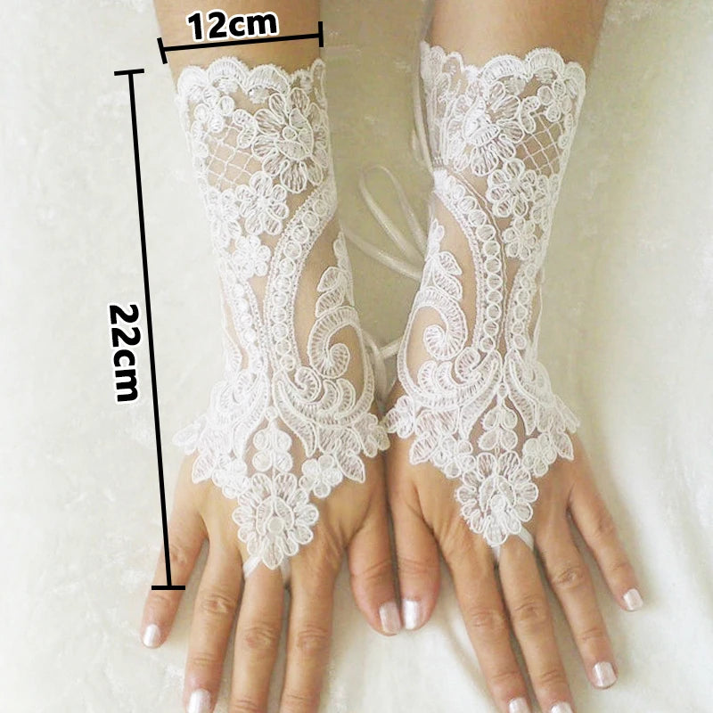 New Women Wedding Fingerless Gloves Lace White Black High Quality Wedding Gloves Mittens Accessory Girl Party Sexy Gloves Guante