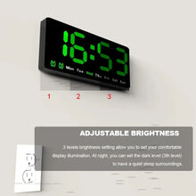 Load image into Gallery viewer, Large Colorful LED Digital Alarm Clock With DateTemperature 2 Alarms Large Display Day Clock Battery Backup 12/24H Wall Clock
