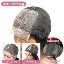 Load image into Gallery viewer, Short Bob Bone Straight 13x4 Lace Frontal Human Hair Wigs 180 Density Pre Plucked 5x5 T Part Lace Closure Human Hair Wig On Sale
