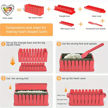 9 piece Sushi Making Kit for beginners,DIY Sushi Making kit Food Grade Sushi Making kit Reusable rice Roller Mold Sushi Starter