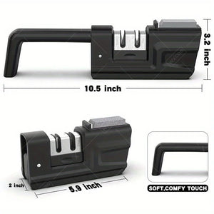 Knife Sharpener, 3-Stage Knife Sharpener Tool with Sharpening Stone, 2-in-1 Knife Sharpener Kit, Foldable Chef Knife Sharpening