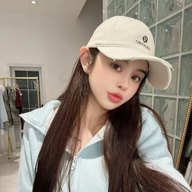 Baseball cap, fashionable embroidered letters, shabby soft felt hat, multi-functional fashionable hard-top hat for women
