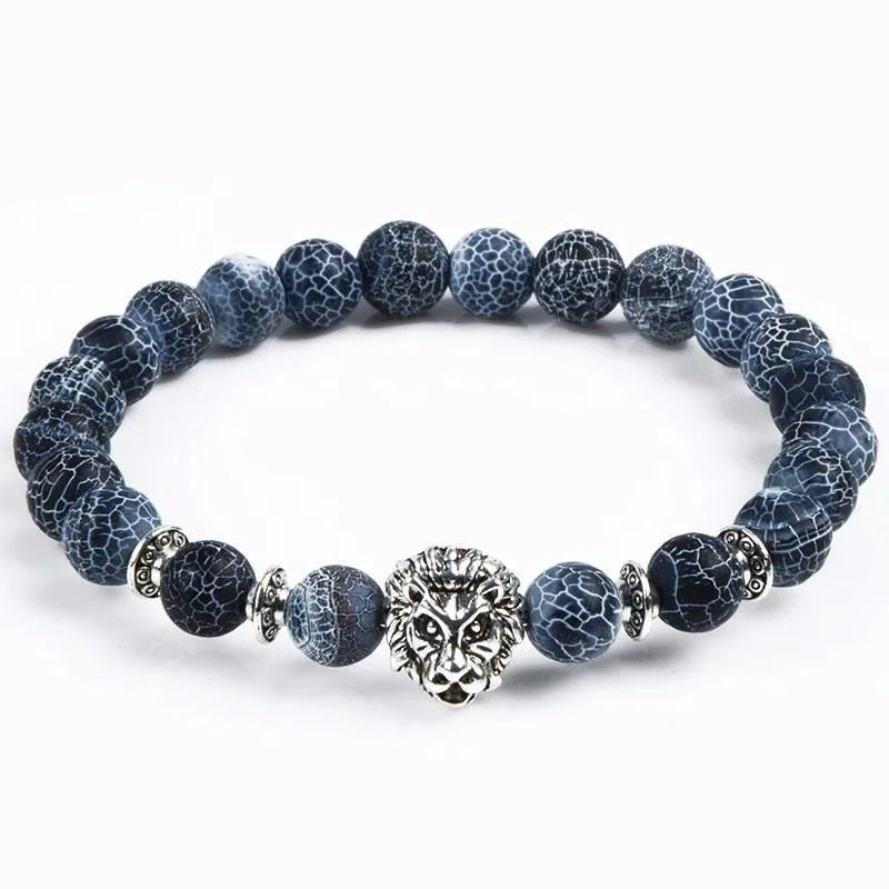 Stone Beads Bracelets For Men Women Punk Rock Lion Head Bracelet Wealth Good Luck Unisex Wristband 2024
