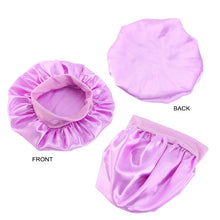 Load image into Gallery viewer, Kids Bonnet Satin Soft Silk Hats Wide Band Cap Casual Night Sleeping Adjustable Hair Care Caps for Boys and Girls Hat Children
