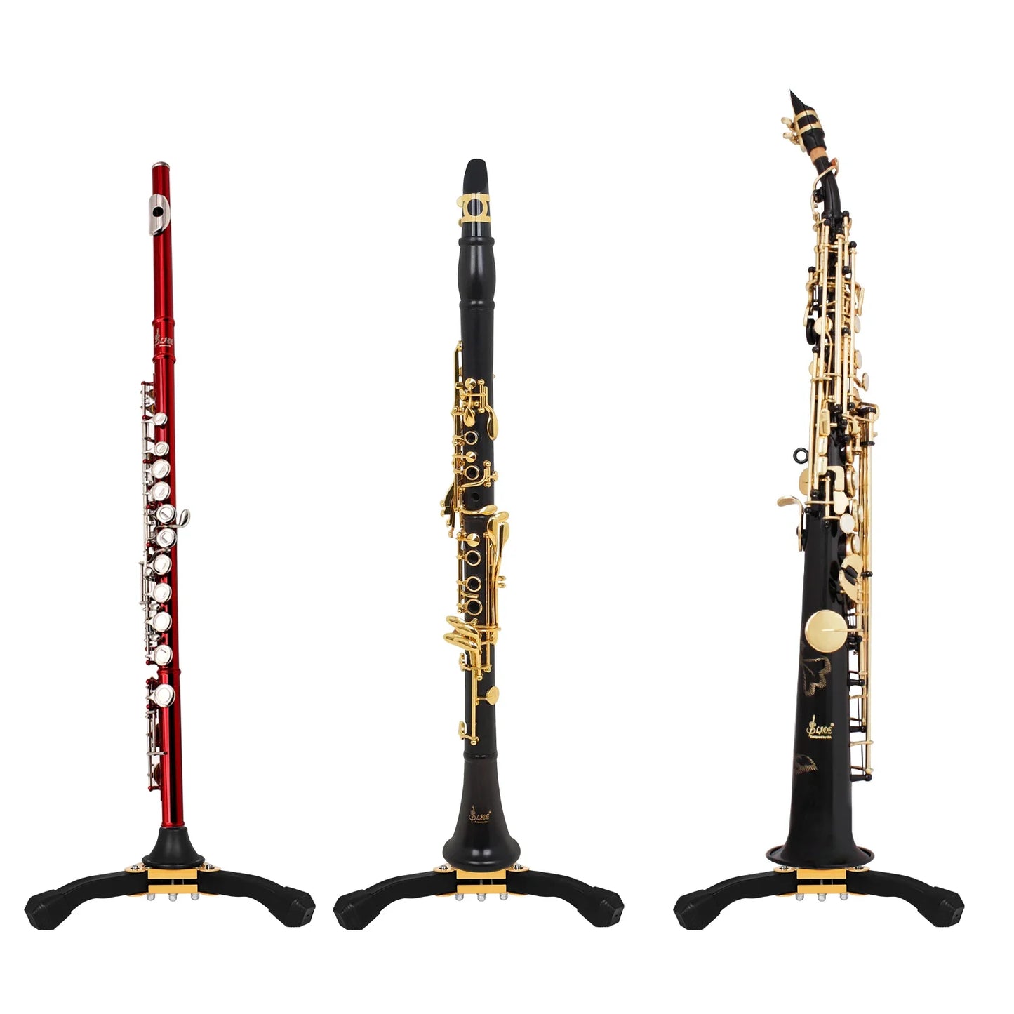 Flute Clarinet Stands Soprano Straight Saxophone Stands Oboe Stand Portable Foldable Tripod Holder Wind Instrument Accessories